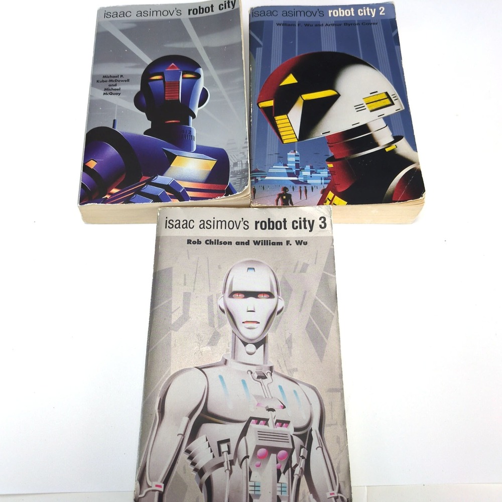 Vintage Isaac Asimov Robot City Complete 6 Novel Set Vols 1-3 Paperbacks Sci-Fi